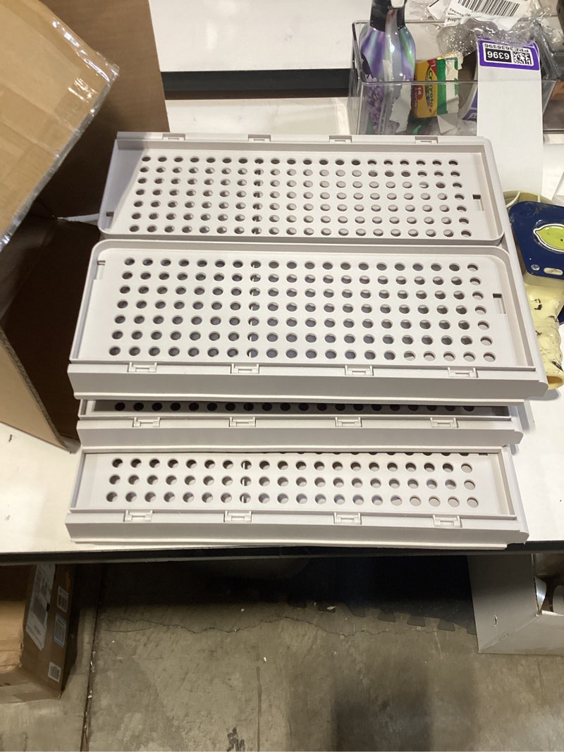 Condition photo showing Good Condition for SNSLXH 5 Pack Stackable Closet Storage Basket, Multifunctional & Foldable Closet Organizer for Bathroom Kitchen Laundry Room Wardrobe Storage, Space-Saving Clothes Storage Drawer Organizer, White White 5 Pack