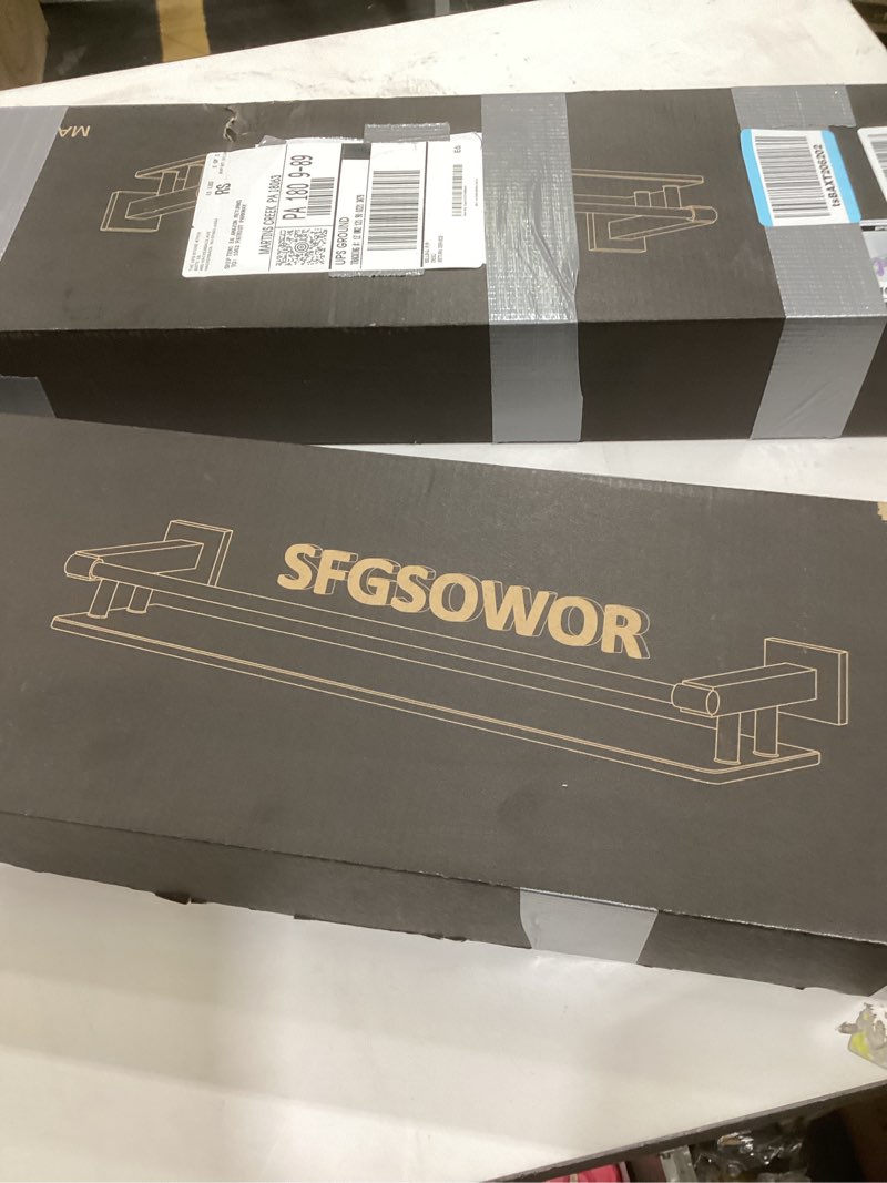 Condition photo showing New/Like New for Glass Shelf for Bathroom Wall Sheves 24 inch Rectangular Stainless Steel Tempered Glass Modern Stainless Steel Wall Mount Accessories Organizers Storage (Brushed Nickel, 24‘’) Brushed Nickel 24‘’ with Railing