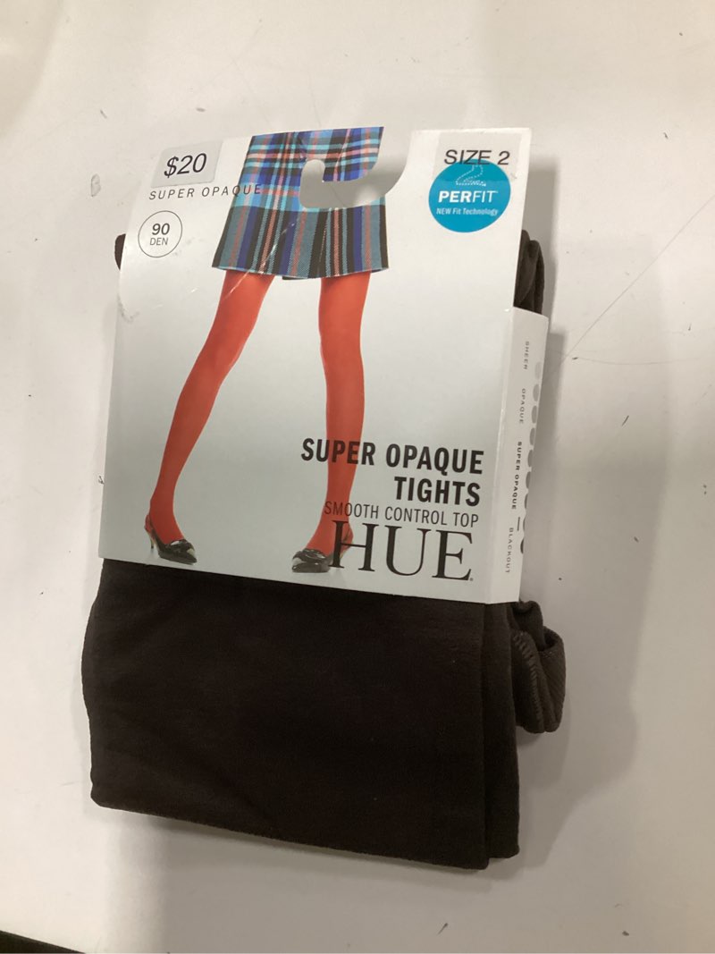 Condition photo showing New/Like New for Hue Women's Super Opaque Tights with Control Top, Espresso, 2