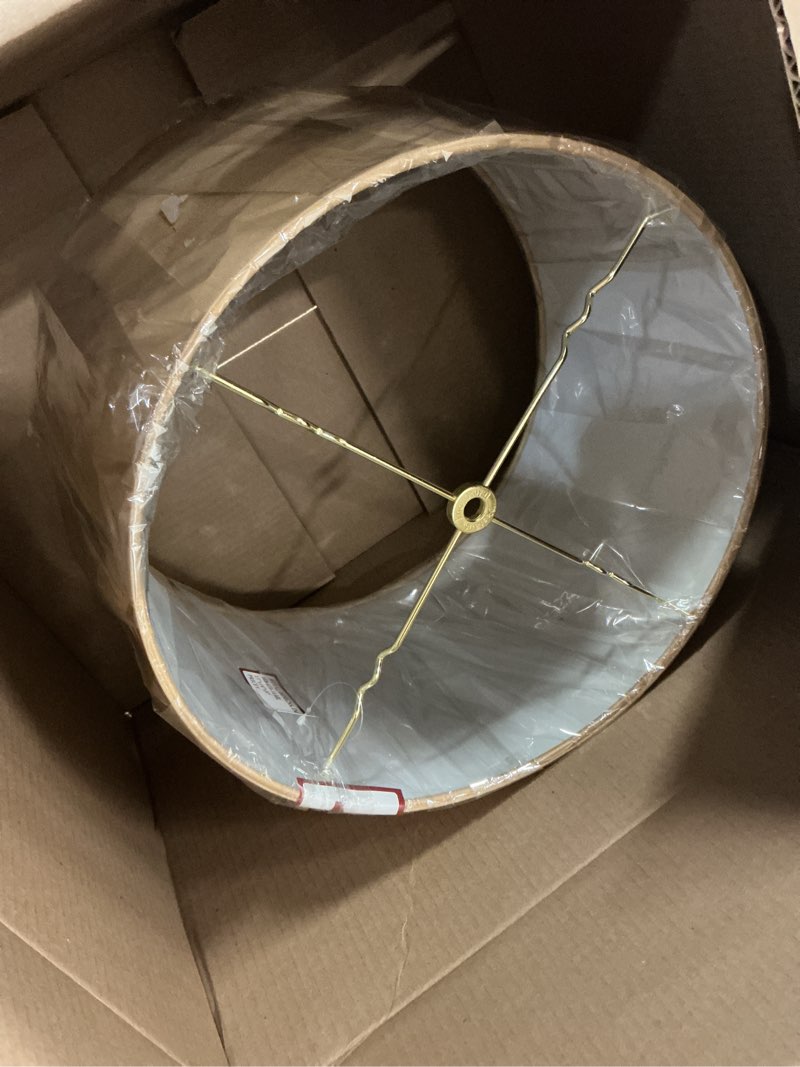 Condition photo showing New/Like New for royal designs, inc. hb-610-14agl shallow drum hardback lamp shade, 13 x 14 x 9, antique gold 13 x 14 x 9 antique gold