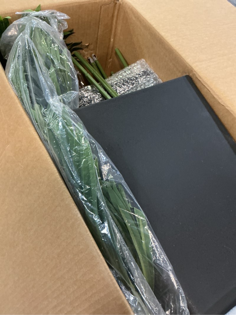 Condition photo showing New/Like New for 6ft artificial palm tree, tall faux palm tree indoor with black fake plants tall, artificial plants with lifelike leaves for home office decor (black) black-6ft