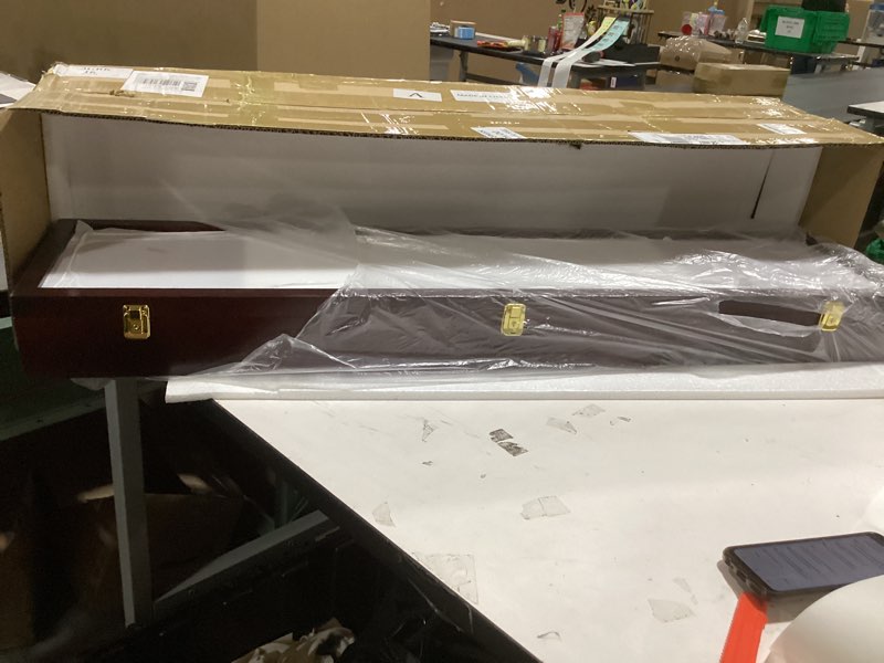 Condition photo showing New/Like New for 44.88'' Gun Display Case Wall Mount Wooden Rifle Firearm Display Case W/ 98% UV Protection Acrylic Clear Door with Lock Gun Shadow Box Wall Rack Holder for Collection Reddish Brown 40-50 Inch Cherry Finish