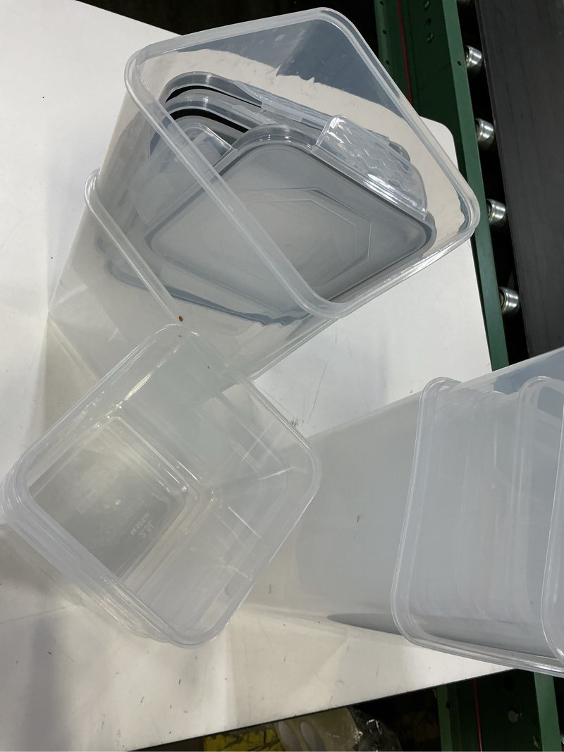 Condition photo showing As Is for verones large tall airtight food storage containers, 10 pack plastic airtight kitchen & pantry organization, ideal for flour & sugar plastic canisters with labels black