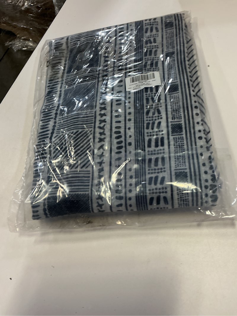 Condition photo showing New/Like New for nicetown vintage flax linen semitransparent sheer bedroom curtains 45" l, decorative bohemian window treatment privacy with light through for nursery/bathroom, 100" wide total 2 panels, navy navy blue 50"w x 45"l (pack of 2)