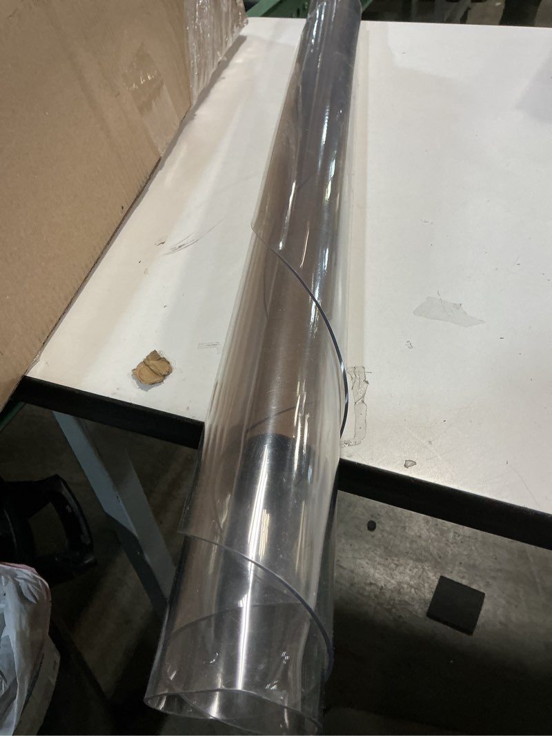 Condition photo showing Good Condition for LovePads Round Clear Table Cover Protector 40 Inch, 2mm Thick Table Protector for Dining Room, Waterproof Plastic Cover PVC Vinyl Tablecloth, Circle Tabletop Protective Pad for Furnture Surface 40" (Round) Clear 2mm