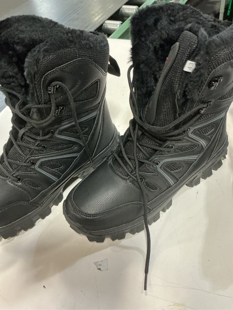 Condition photo showing Good Condition for stepedia men's waterproof snow boots warm insulated faux fur lined mid calf outdoor winter boots, black. size 43