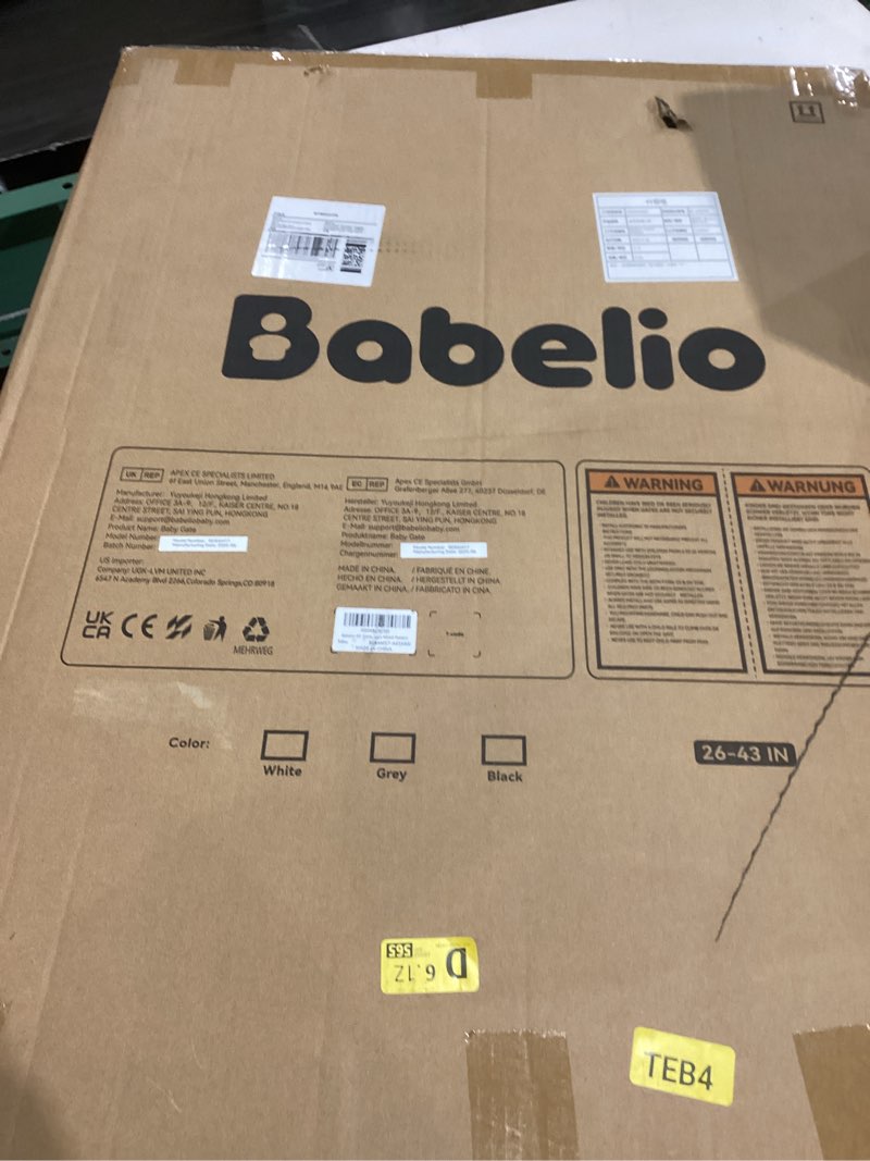 Condition photo showing Good Condition for Babelio 34" Extra Tall Baby/Dog Gate with No Threshold Design Walk Thru Door, 26-43" Auto Close Safety Gate for Babies, Elders and Pets, Fits Doorways, Stairs, and Entryways, Brown Wood Pattern Brown Wood Pattern - B17 34" H, 26-43" W-Standard