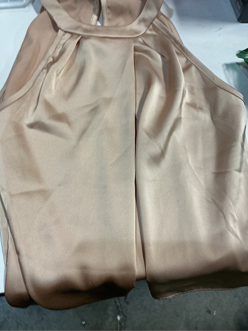 Condition photo showing Good Condition for SweatyRocks Women's Pleated Halter Sleeveless Satin Blouse Keyhole Back Tank Top Medium Multicolor
