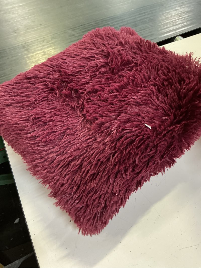 Condition photo showing Good Condition for duduta burgundy plush rugs for bedroom 3x5 ft, fluffy shag rug for dorm nursery bedside, machine washable non slip burgundy 3x5ft