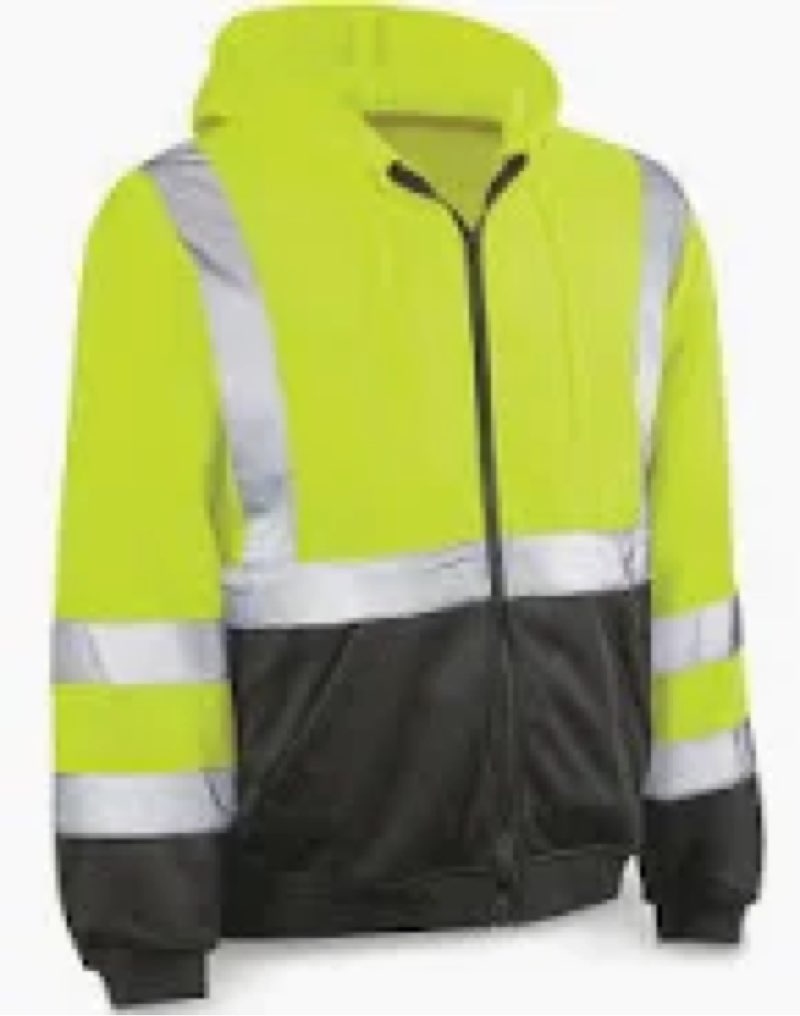 vendace men's ansi class 3 high vis safety reflective sweatshirt wool fleece zipper jacket hoodie wi
