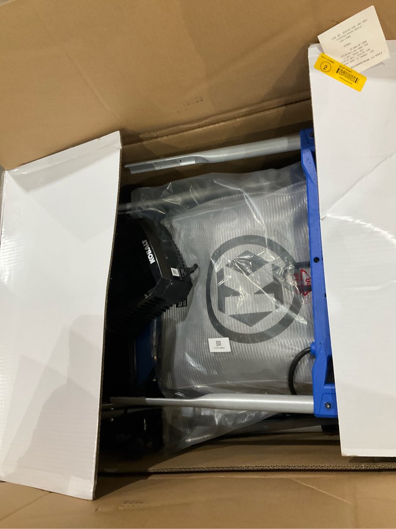 Condition photo showing As Is for kobalt 80-volt, 21-in self propelled battery walk mower