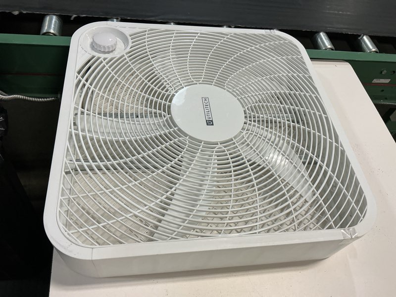 Condition photo showing As Is for 5k+ bought last week utilitech 20-in high velocity indoor box fan, in white