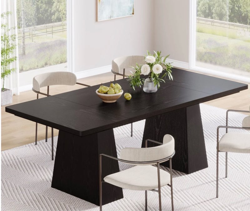 63" Dining Table, Farmhouse Wood Kitchen Table For 6 People