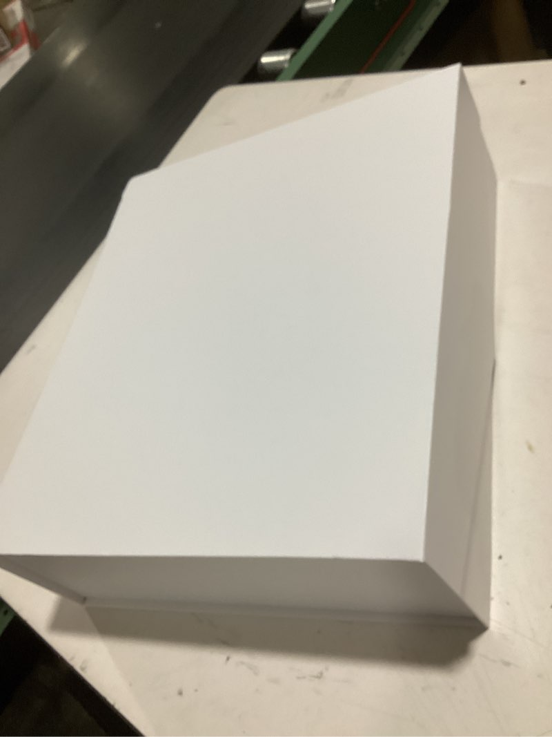 Condition photo showing Good Condition for extra large gift box with lid 16.3x14.2x5 inches, white magnetic gift box for clothes and large gifts (matte white) 16.3x14.2x5-white-magnetic closure-1 pack
