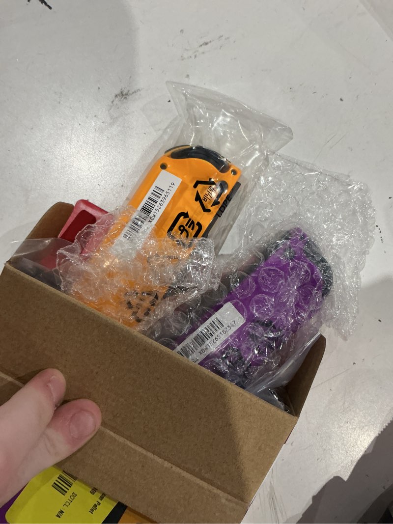 Condition photo showing As Is for nintendo switch joy-con pair, neon purple and neon orange
