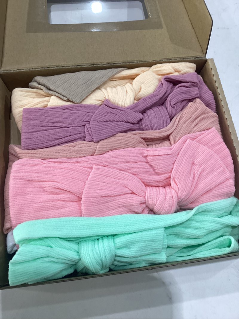 Condition photo showing New/Like New for céllot 10 colors super stretchy soft knot baby girl headbands with hair bows nylon head wrap for newborn baby girls infants toddlers kids e-10pcs