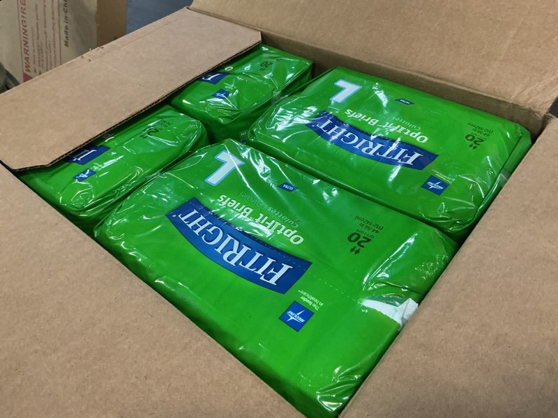 Condition photo showing Good Condition for FitRight Ultra Adult Diapers, Disposable Incontinence Briefs with Tabs, Heavy Absorbency, Large, 44"-56", 4 packs of 20 (80 total)