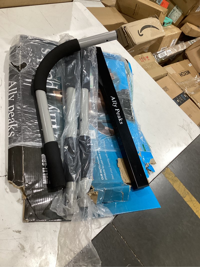 Condition photo showing As Is for ally peaks pull up bar for doorway | thickened steel max limit 440 lbs upper body fitness workout bar| multi-grip strength for doorway | indoor chin-up bar fitness trainer for home gym portable silver2