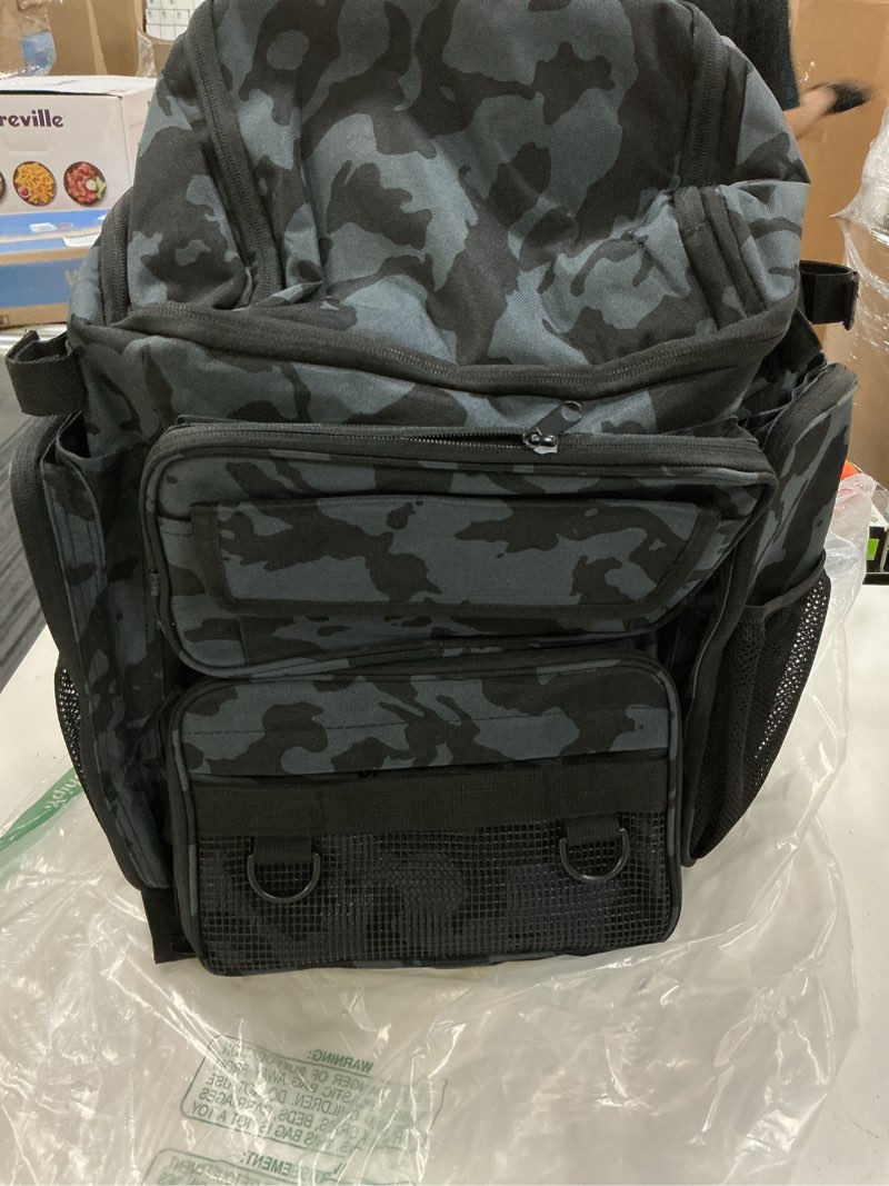 Condition photo showing Good Condition for fishing backpack with tackle boxes,45l large waterproof fishing bag with fishing gear,fishing gifts for men women,gear combo kit,camouflage black camouflage(with fishing gear)