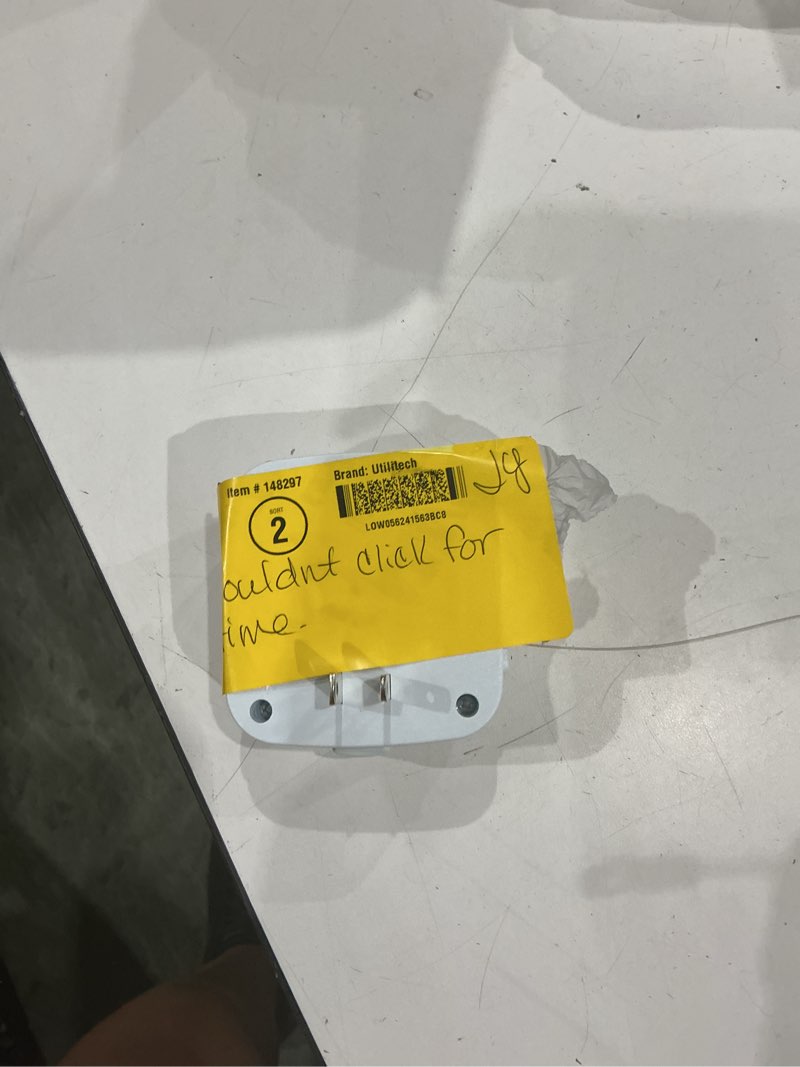 Condition photo showing As Is for utilitech 15 -amps 125-volt indoor or outdoor 1 -outlet countdown analog lighting timer