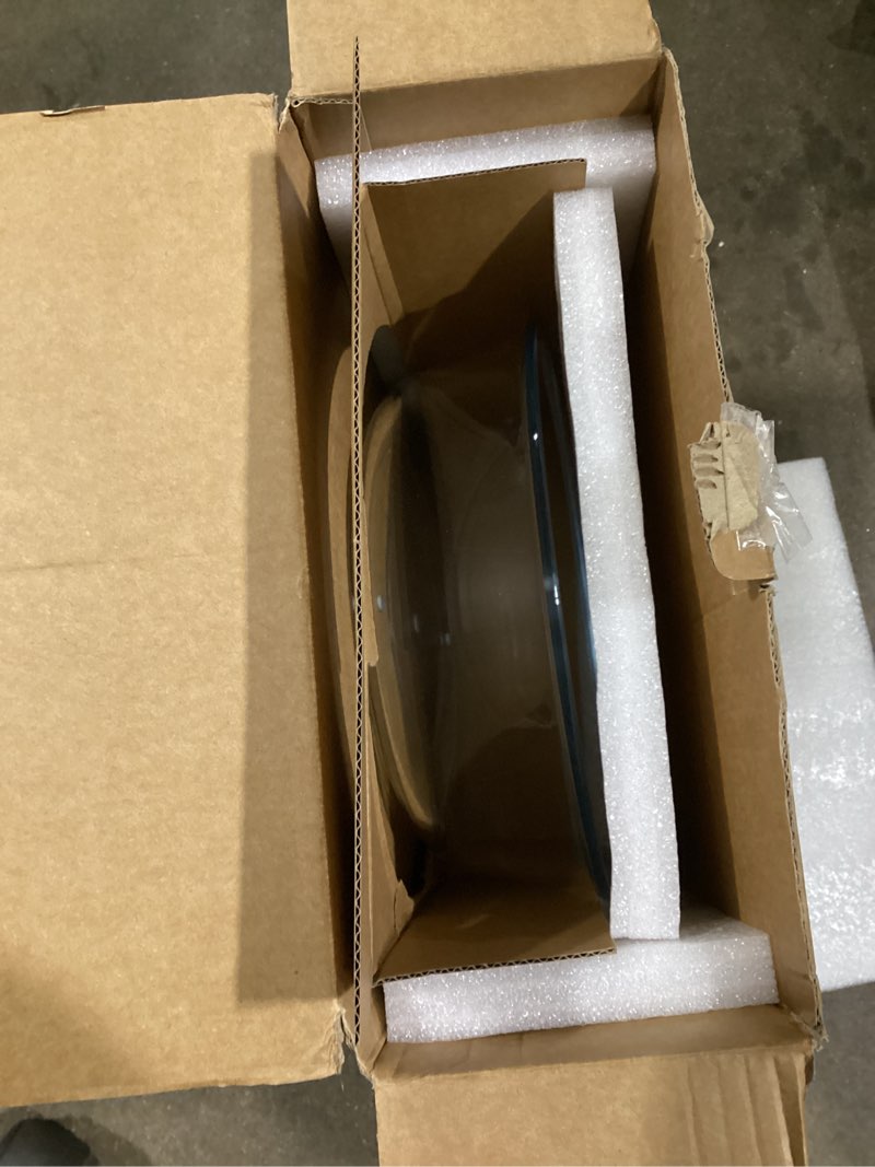 Condition photo showing Good Condition for (missing black handle) high borosilicate glass microwave splatter cover for food with silicone mat, plate guard lid with vent hole
