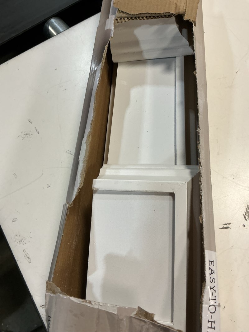 Condition photo showing As Is for melannco arlington floating wall shelves for bedroom, living room, bathroom, kitchen, office, nursery, set of 4, white white set of 4 (24, 20, 12, 6 inch) arlington