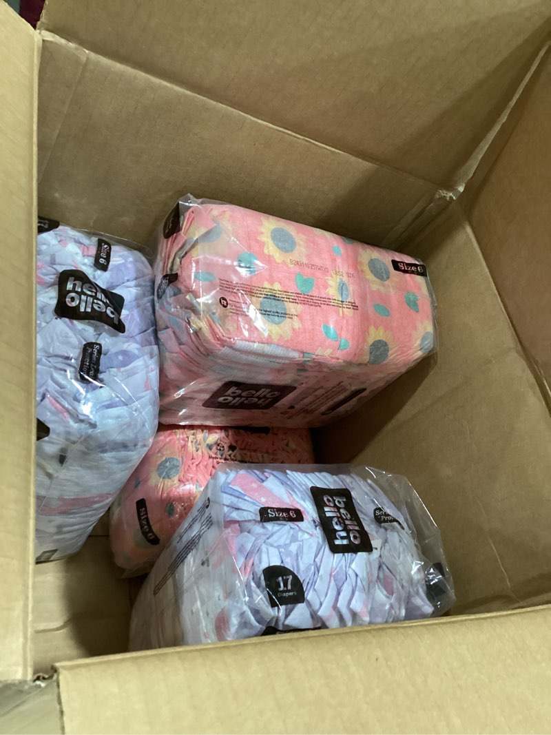Condition photo showing Good Condition for Hello Bello Premium Baby Diapers Size 6 I 17 Count (Pack of 4) of Disposable, Extra-Absorbent, Hypoallergenic, and Eco-Friendly Baby Diapers with Snug and Comfort Fit I Surprise Girl Patterns Girl/Neutral (Assorted Style) Size 6