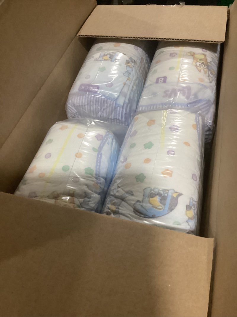 Condition photo showing Good Condition for Luvs Size 8 Baby Diapers, Platinum Protection Bluey Diapers for Day & Night,Size 8, 108 Count Size 8 108