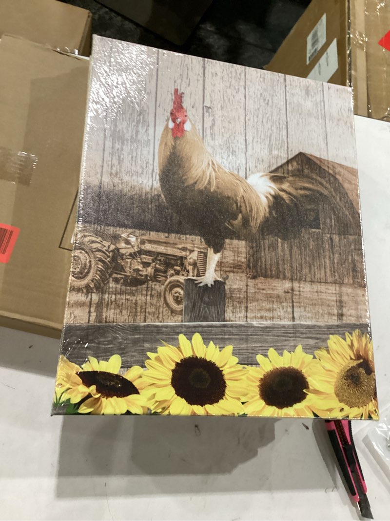 Condition photo showing New/Like New for artsbay farm animal wall art cow rooster pig pictures painting vintage farmhous home decor 16 x 20 inches x 3pcs