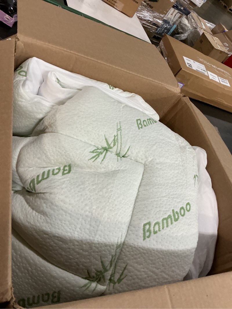 Condition photo showing As Is for Ultra Soft Queen Size Mattress Topper - Viscose Made from Bamboo Pillow Top Mattress Pad for Back Pain Relief - Naturally Cooling for Hot Sleepers, Green Green Queen
