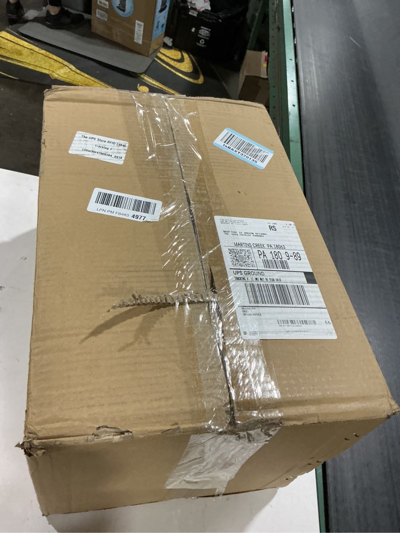 Condition photo showing As Is for TFE's Fancy Ceramic Soup Tureen Bowl Gift Set with 6 Soup Bowls/Cups with Handles, Gold Stand & Lid,