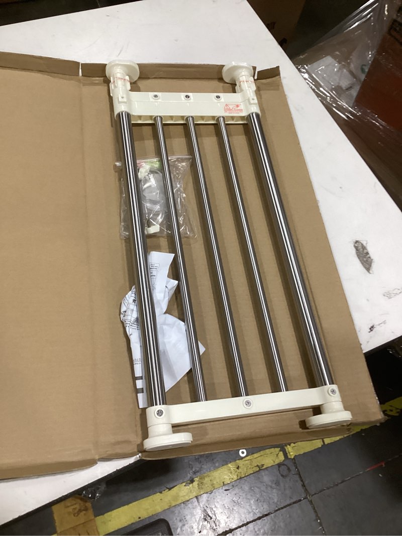 Condition photo showing As Is for hershii tension shelf expandable rod closet system heavy duty clothes hanger adjustable diy storage organizer shoe rack 23.62 - 39.37 inches ivory