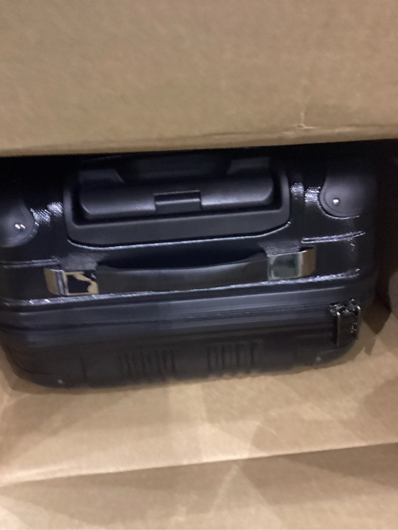 Condition photo showing As Is for Kenneth Cole REACTION Out of Bounds Lightweight Hardshell 4-Wheel Spinner Luggage, Midnight Black, 24-Inch Checked 24-Inch Checked Midnight Black