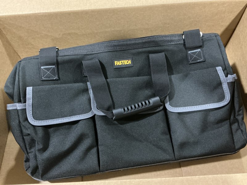Condition photo showing Good Condition for FASTECH 22 Inch Tool Bag, Waterproof Wide Mouth Tool Kit, Heavy Duty Tool Bag Organizer With Shoulder Straps and Molded Base, Tool Storage Package For Screwdrivers, Pliers, Nut Drivers 