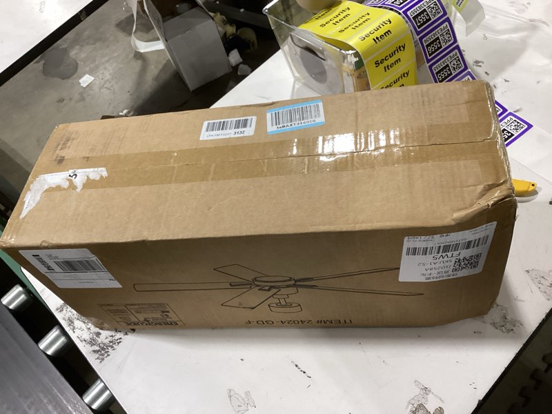 Condition photo showing New/Like New for Ceiling Fans with LED Lights, 52 Inch 5-Blade Ceiling Fan Remote Control, Industrial Ceiling Fan with Reversible DC Motor, Downrod Mount LED Ceiling Light Chandelier for Bedroom (Gold & Black)