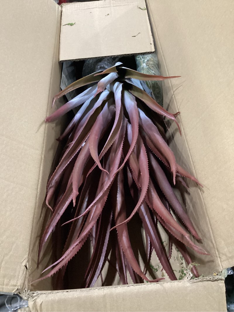 Condition photo showing Good Condition for 2ft fake spiked agave plant - red artificial aloe vera plant 26 inch - tall large faux floor plants perfect for porch door step home office patio indoor outdoor decor (1 pack) 1 26"