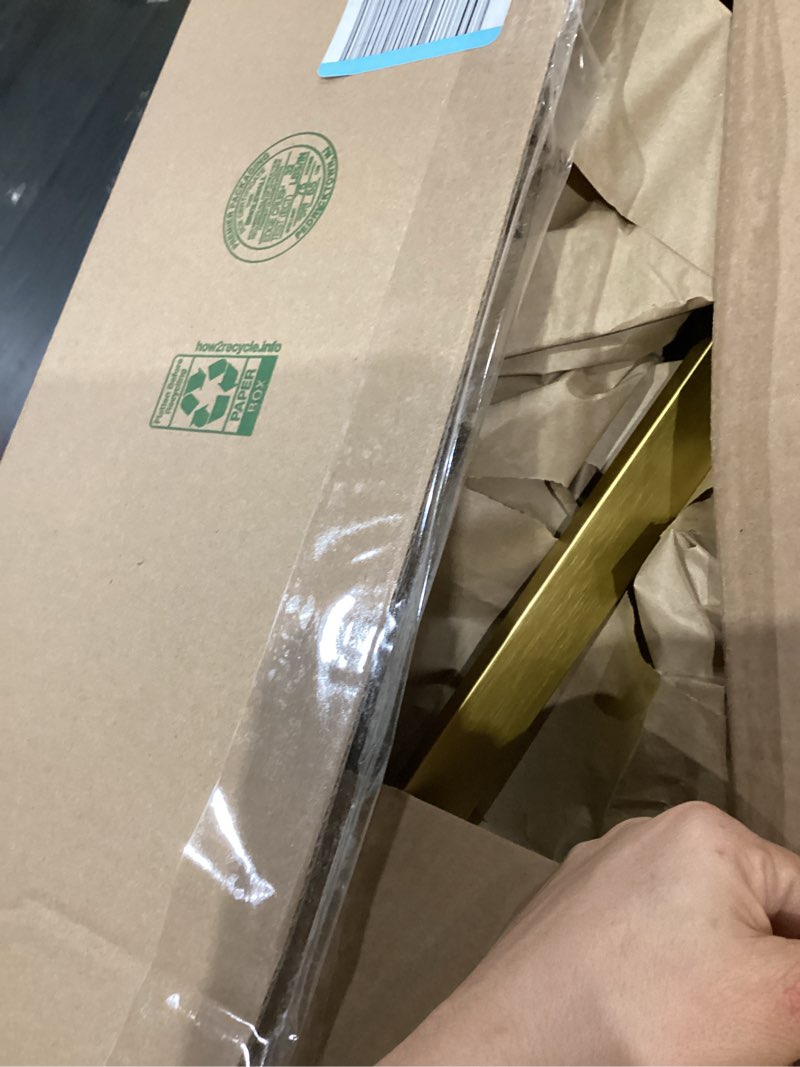 Condition photo showing As Is for Brushed Gold Bathroom Towel Bar Holder Sets Premium Stainless Steel 4-Piece Bathroom Hardware Set Wall Mounted Bathroom Toilet Paper Holder with Shelf Set. Brushed Dark Gold 4-Pieces Set-B