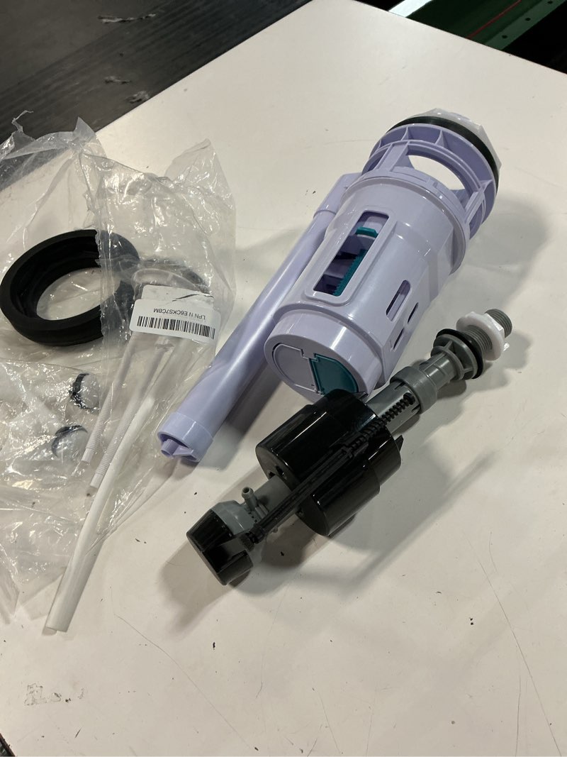 Condition photo showing As Is for 3-inch dual flush valve replacement kit for 2-piece toilets, universal toilet repair kit with push button, fill valve, gasket & bolts,compatible with glacier bay, kohler, american standard, and toto 3 inch