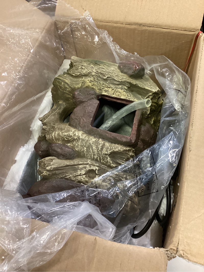 Condition photo showing As Is for Sunnydaze Tabletop Water Fountain - Relaxing Indoor Desktop Water Feature - Rock Fountain with LED Lights - Office, Bedroom, Living Room