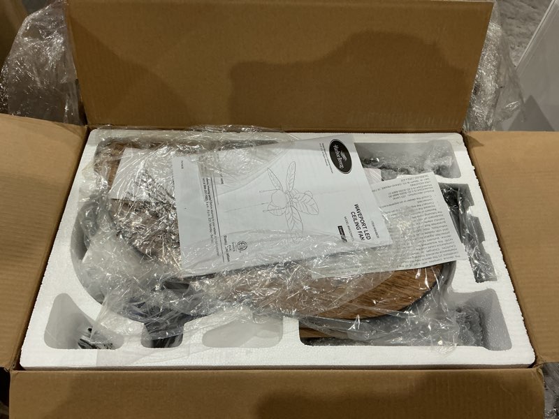 outdoor 52" ceiling fan tropical palm tree leaf nautical coastal patio light orb