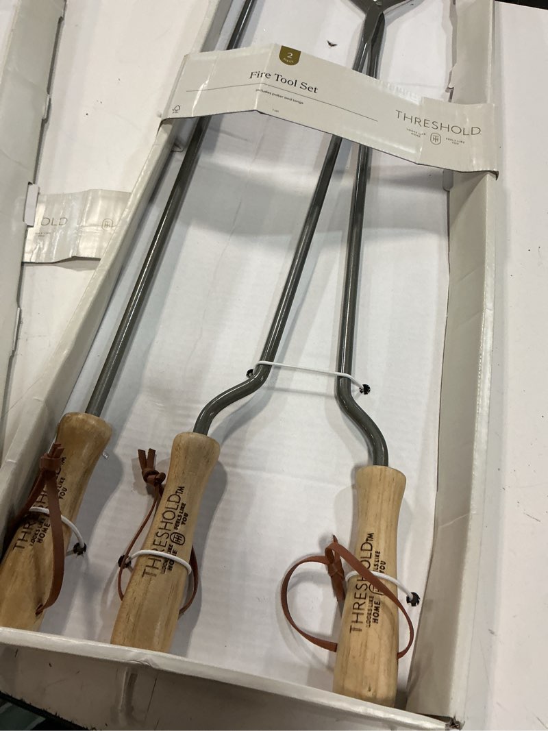 Condition photo showing Good Condition for 2pc tongs and fire poker tool set gray - threshold™