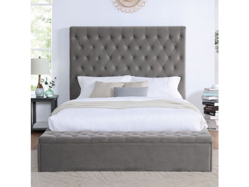 Queen bed frame, grey, inconplete box 2 of 2