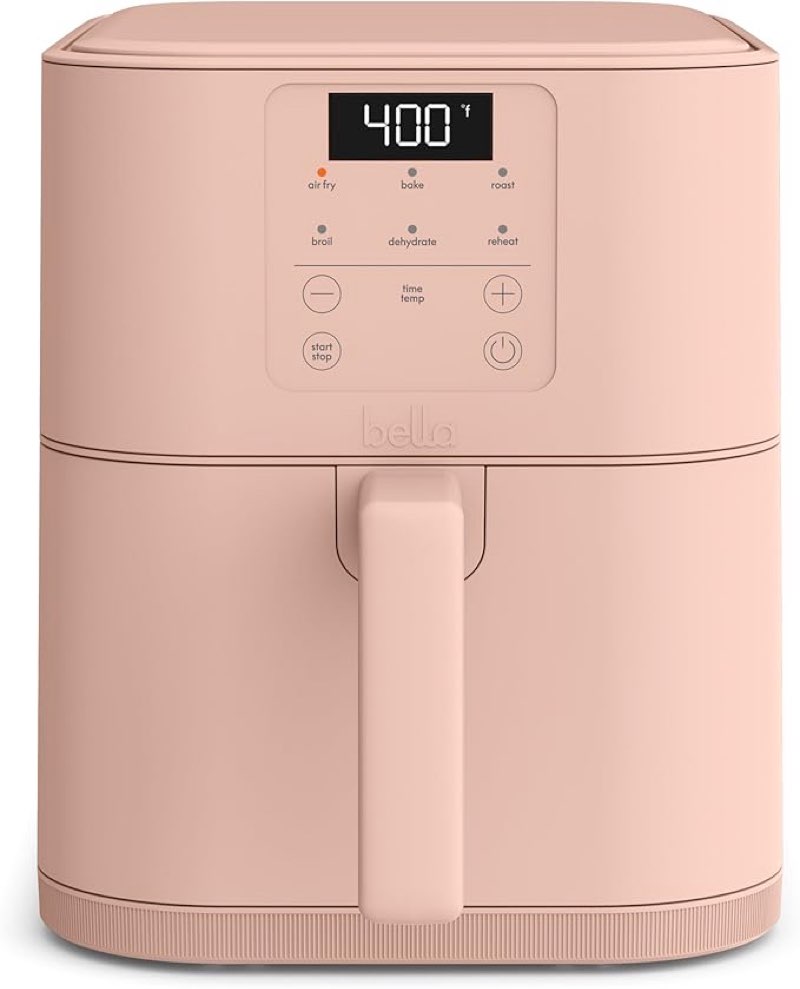 bella 6 Qt Slim Air Fryer, Fits-anywhere™ Kitchenware, EverGood™ Ceramic Nonstick Coating, Adjustabl