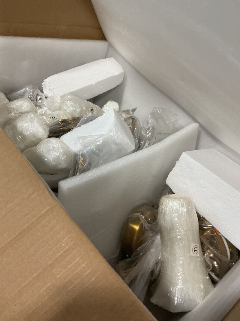 Condition photo showing Good Condition for Wellmet Crystal Chandeliers Light Fixture, Luxury Maria Theresa Chandeliers for Dining Room, 12 Lights Gold Chandelier Pendant Ceiling Chandelier for Living Room Bedroom Staircase, D 35.9", Brass