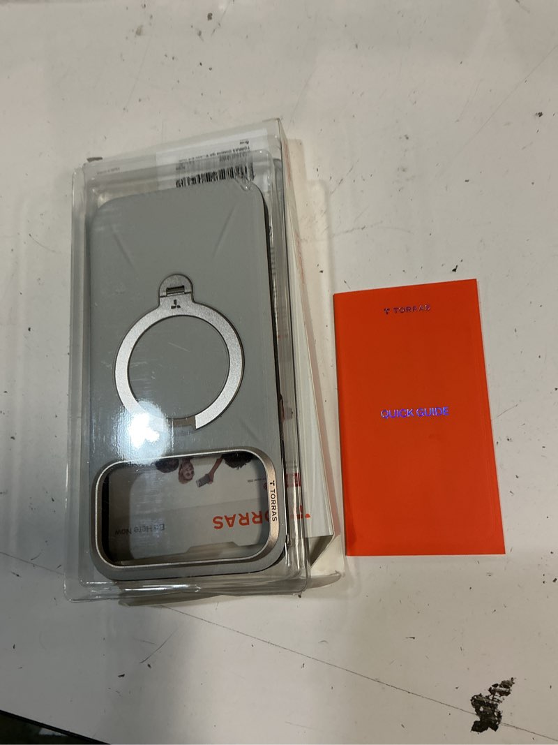 Condition photo showing Good Condition for torras q3 vegskin for iphone 17 pro max case leather, 360 spin magnetic stand, fit for magsafe, camera control, shockproof premium organic silicone leather case for iphone 17 pro max, cloud white cloud white for iphone 17 pro max, 6.9"