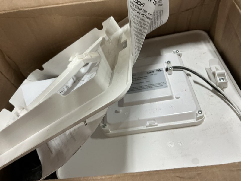 Condition photo showing As Is for broan-nutone bathroom exhaust fan with led light – easy retrofit without attic access, quiet 0.9 sones, effective ventilation at 60 cfm energy star certified moisture and odor control 60 cfm 0.9 sones 60 cfm energy star