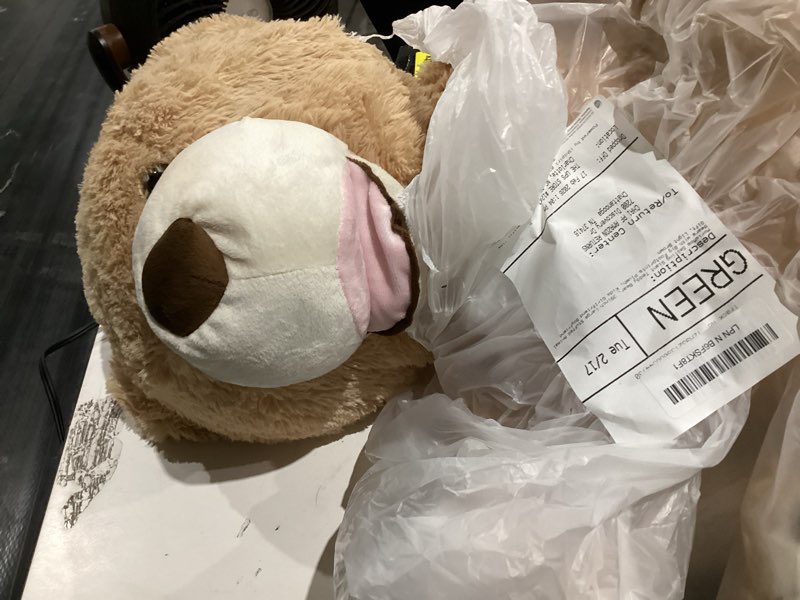 Condition photo showing Good Condition for MorisMos Smiling Giant Teddy Bear, 39inch Large Stuffed Animal Bears with Big Footprints Plush, Kids Girlfriend Boyfriend Gift, Light Brown Light Brown 39 inches
