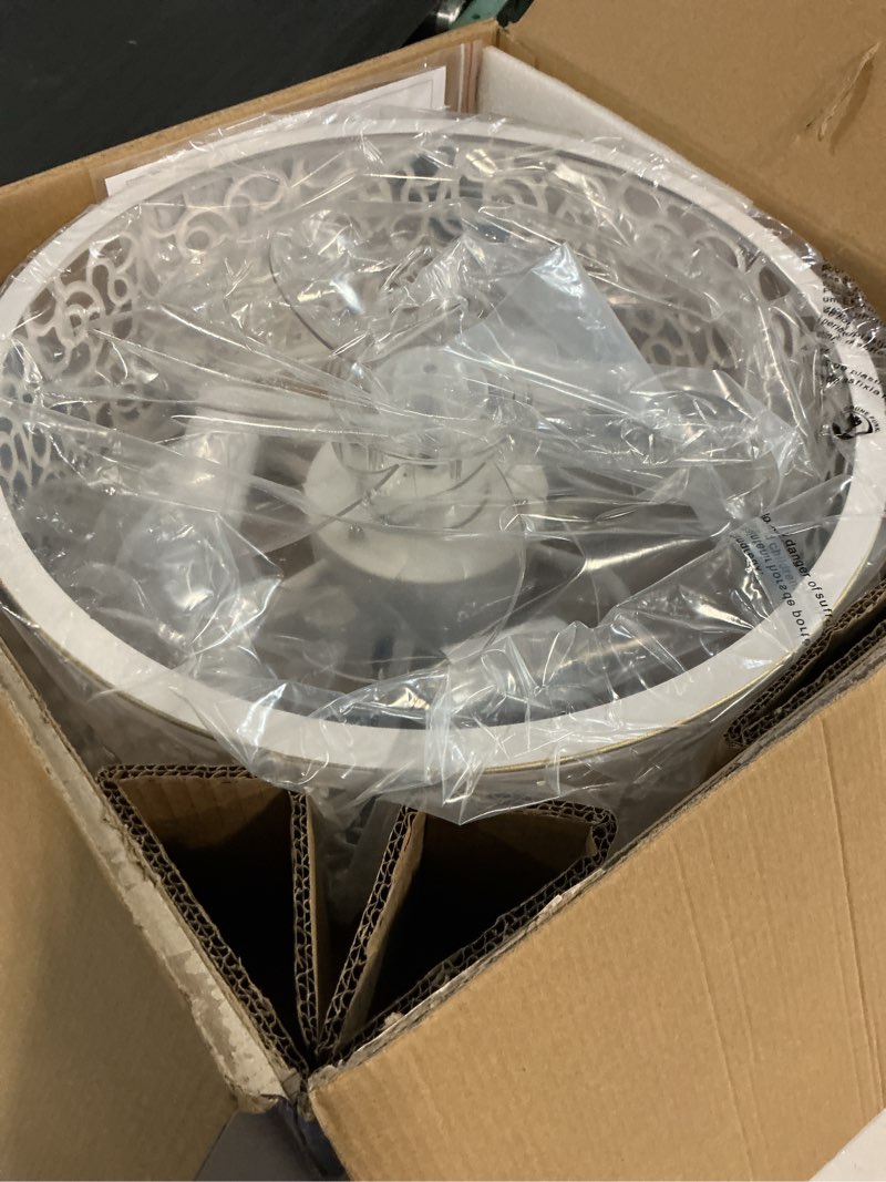 Condition photo showing Good Condition for COCOSTAR Small Farmhouse Ceiling Fan with Light and Remote, 15in White Caged Fandiliers with Lights for Kitchen, Bedroom?4 Speed, Timing?