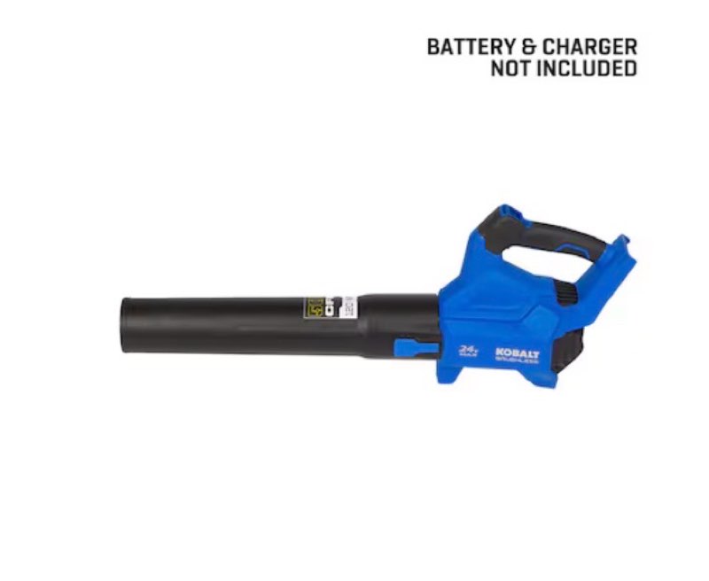 kobalt 24v 500-cfm 120-mph cordless battery handheld leaf blower battery and charger not included