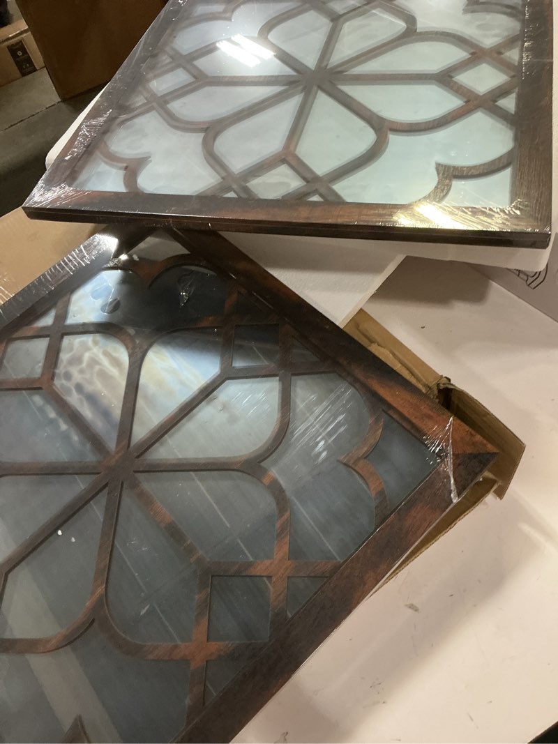 Condition photo showing New/Like New for wocred 20inch 2 pcs square wall mirror,gorgeous rustic farmhouse accent mirror, caramel color entry mirror for bathroom renovation,bedrooms,living rooms and more.